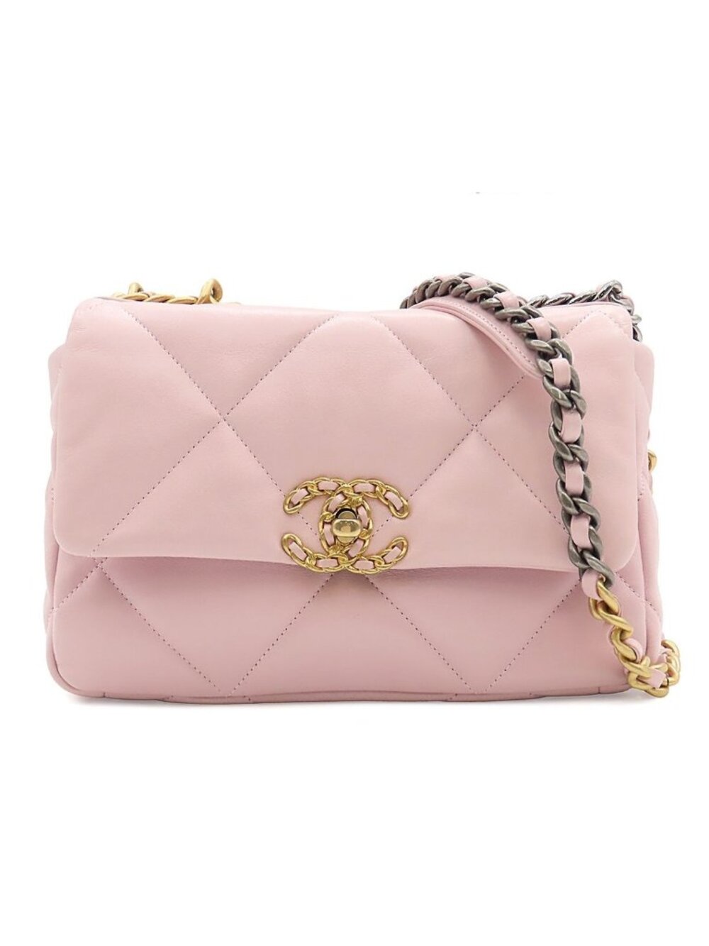 Chanel Chain Shoulder Bag Chanel 19 2-Way Pink Gold Silver Lambskin